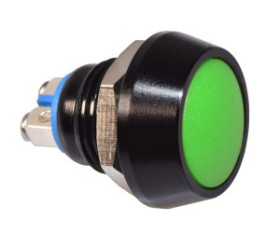 Przełącznik okrągły PBW12 2A metalowy zielony