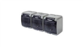 Junior Gniazdo Potrójne Z/U Schuko (Klapka Dymna) Popielaty 10Ghe-3Sd