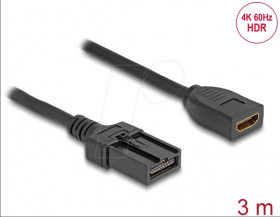 87905 HDMI automotive cable, HDMI-A female &gt; HDMI-E male, 3 m, 4K 60 H
