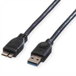 Kabel ROLINE USB 3.2 Gen 1, typ A M - Micro A M, czarny, 0,8 m