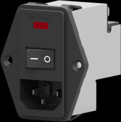 IEC inlet filter C14, 50 to 60 Hz, 10 A, 115 VAC/230 VAC, faston plug 4.8 mm, 2-6609104-9