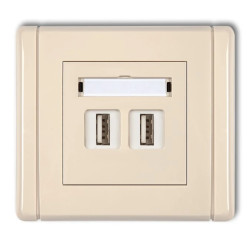 FLEXI Gniazdo podwójne 2xUSB-AA beżowy 1FGUSB-2