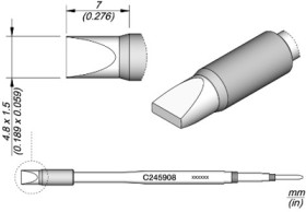Soldering tip, chisel shaped, (L x W) 7 x 4.8 mm, C245908