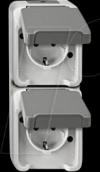 MEG2328-8029 Double socket, vertical with contact protection - Aquastar, ligh