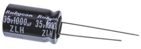 Kondensator 1000μF 35V dc Radialny, Otwór przelotowy Rubycon roztaw: 5mm 12.5 (Dia.) x 20mm