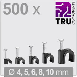 TRU COMPONENTS TC-13448484 Cable clips 2-10 mm &#xD8; range Black 500 pcs