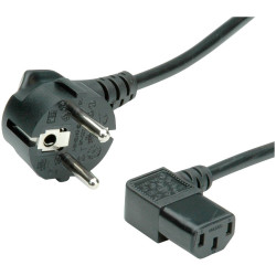 Value 19.99.1118 Current Cable Black 1.80m Angled Plug C13 IEC Socket