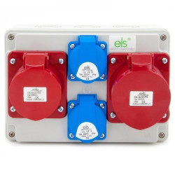 Rozdzielnica budowlana 32A/5P + 16A/5P + 2*GS 230V, obudowa naścienna, ELS Elektrotechnika, N211