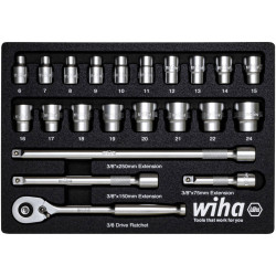 Wiha 44708 Ratchet Wrench Set 1/4&quot; 16pc