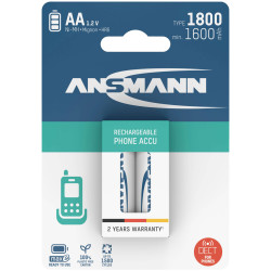 Ansmann 1312-0038 AA Rechargeable NiMH 1600mAh Low Self-Discharge Battery