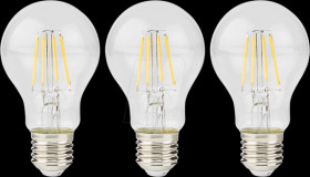 LBFE27A601P3 LED filament lamp E27, 4 W, 470 lm, 2700 K, pack of 3