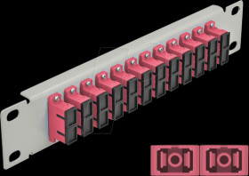 66795 10" Fiber Optic Patch Panel 12 Port SC Duplex violet 1U grey