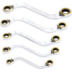 Draper Expert 03947 HI-TORQ&#xAE; 2-Ring R. S-Shape Spanner Set 5 Pc