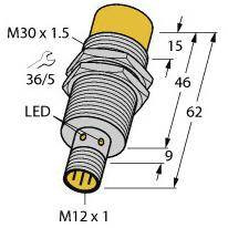 Turck Czujnik indukcyjny nie podtynkowy NPN, zestyk przełączny NI30U-M30-VN6X-H1141