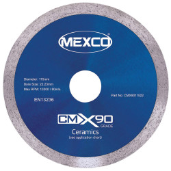 MEXCO CMX9011522 X90 Grade Ceramic Materials Diamond Blade 115 x 22mm