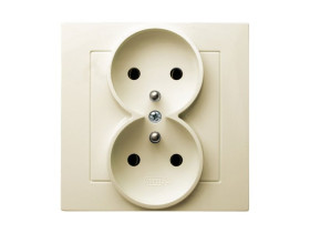 AS Gniazdo podwójne z uziemieniem z ramką ecru GP-2GZ/27 OSPEL