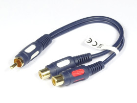 Rozgałęźnik RCA wtyk - 2x gniazdo z kablem 0.2m Łezka