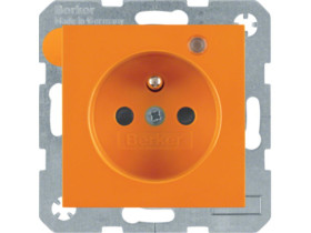 B.X/S.1 Gniazdo z uz. i LED kontrolną z podwyższoną ochroną styków pomarańczowy 6765098914 HAGER
