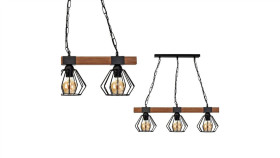 Lampa Wisząca Ulf Black / Wood 3Xe27 60W Mlp6193 Milagro