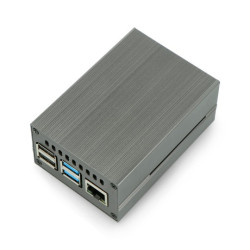 Obudowa do Raspberry Pi 4B - metalowa - srebrna - LT-4BA06