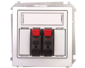 Simon Basic Gniazdo głośnikowe podwójne srebrny mat BMGL3.01/43