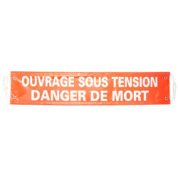 Tablica ostrzegawcza, kolor: czerwony, biały, materiał Tkanina Baner