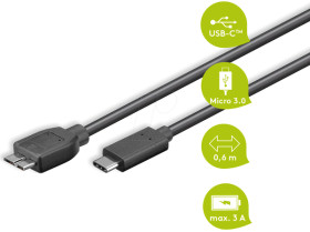 67995 USB 3.0 cable, B male to C male, 0.6 m