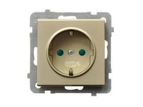 SONATA Gniazdo pojedyncze z uziemieniem schuko IP20 z przesłonami szampański złoty GP-1RSP/m/39 OSPEL