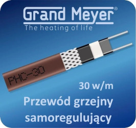 Kabel grzejny samoregulujący ekranowany GRAND MEYER PHC-30, 30W/m /100m rolka/