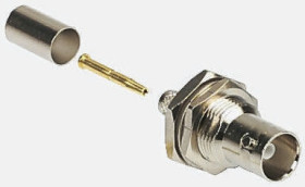 Złącze koncentryczne Montaż na panelu Żeński 50Ω typ złącza Złącze BNC 0 to 4GHz Połączenie zagniatane typ kabla RG122,