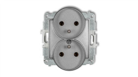 Mini Gniazdo Podwójne Z/U Srebrny Metalik 7Mgpr-2Z