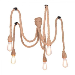 LAMPA Wisząca SUFITOWA ROPE PAJĄCZEK 5xE27 Czarno-beżowy GOLDLUX (Polux)