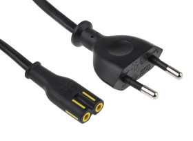 Przewód zasilania złącze A: IEC C7 złącze B: EuroPlug typu C 0.5m 2,5 A 300 V 2 x 0,75 mm² Czarny