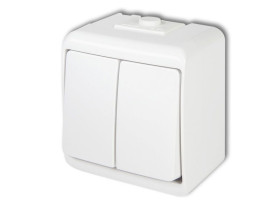 JUNIOR IP54 Wyłącznik podwójny świecznikowy podświetlany biały WHE-2L KARLIK
