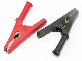 Zacisk krokodylkowy 82mm z wejściem 4mm na bananki typ22