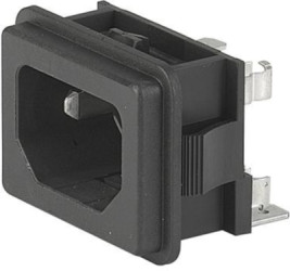 Combination element plug C14, 3 pole, snap-in, plug-in connection, black, GSF2.1011.01