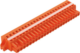 Socket header, 23 pole, pitch 5.08 mm, angled, orange, 231-323/027-000