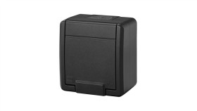 Aquant 2K Gniazdo Natynkowe Pojedyncze Z Uziemieniem 2P+Z Ip55 Antracytowy...