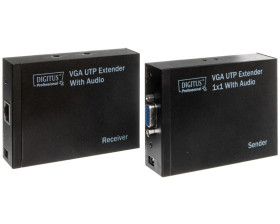 Przedłużacz/extender VGA 1920x1200 po skrętce kat.5e UTP, do 300m z audio /miniJack/ DS-53400