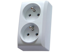 BIS Gniazdo podwójne z uziemieniem z funkcją niezamienności faz biały GN-2BC/00 OSPEL