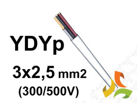Przewód YDYp żo 3x2,5 mm2 (300/500V) instalacyjny płaski (krążki 100m) cięty na metry 112-m DAMIR