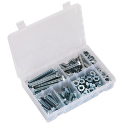 Sealey AB052SNW Setscrew, Nut &amp; Washer Assortment 150pc High Tensile M10 Metric