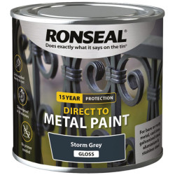 Ronseal 39190 Direct to Metal Paint Storm Grey Gloss 250ml