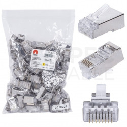 Wtyk modularny RJ45 8P8C kat.6 ekranowany FTP uniwersalny drut linka NEKU opakowanie WORECZEK 100szt.