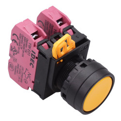 YW1B-A1E02Y Yellow 22mm Maintained Push Button Switch 2NC IP65 IDEC