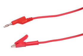 PPSK-R Przewód pom. banan-krokodyl, 1m, silikon czerwony