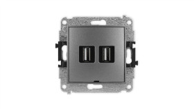 Icon Mechanizm Gniazda Podwójnego 2Xusb A-A 2.0, Bez Pola Opisowego Grafitowy...