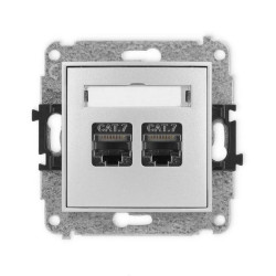ICON Mechanizm gniazda komputerowego podwójnego 2xRJ45, kat. 7, ekranowane, 8-stykowy srebrny metalik 7IGK-10