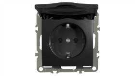 Quadra Gniazdo Hermetyczne Z Klapką Schuko Czarne