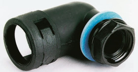 Łącznik do kanałów kablowych PMA gwint PG11 12mm Kolanko 90° PA 6 IP68 Czarny